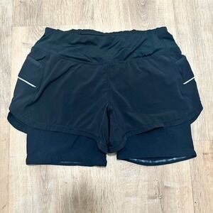ATHLETA | Women's Black 2-in-1 Built-in Compression Liner Running Shorts, XS
